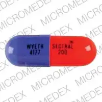 Sectral (Acebutolol [ a-se-bue-toe-lol ])-SECTRAL 200 WYETH 4177-200 MG-Blue / Orange-Capsule-shape