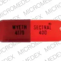 Sectral (Acebutolol [ a-se-bue-toe-lol ])-SECTRAL 400 WYETH 4179-400 MG-Red / Orange-Capsule-shape