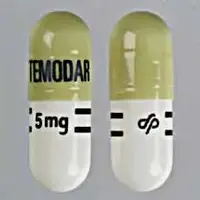 Temodar (Temozolomide)-TEMODAR 5 mg Logo-Temozolomide 5 mg-Green & White-Capsule-shape