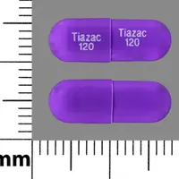 Tiazac (Diltiazem [ dil-tye-a-zem ])-Tiazac 120 Tiazac 120-120 mg-Purple-Capsule-shape