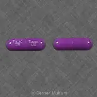 Tiazac (Diltiazem [ dil-tye-a-zem ])-Tiazac 120 Tiazac 120-120 mg-Purple-Capsule-shape