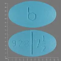 Trexall (Methotrexate (oral) [ meth-oh-trex-ate ])-b 928 7 1/2-7.5 mg-Blue-Oval