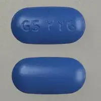 Treximet (Naproxen and sumatriptan [ na-prox-en-and-soo-ma-trip-tan ])-GS YYG-500 mg / 85 mg-Blue-Oval