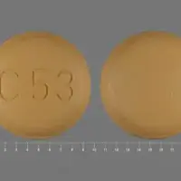 Tribenzor (Amlodipine, hydrochlorothiazide, and olmesartan [ am-loe-di-peen, hye-droe-klor-oh-thye-a-zide, and-ol-me-sar-tan ])-C53-5 mg / 12.5 mg / 40 mg-Yellow-Round