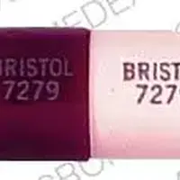 Trimox (Amoxicillin [ am-ox-i-sil-in ])-BRISTOL 7279 BRISTOL 7279-500 mg-Maroon & Pink-Capsule-shape