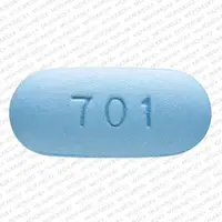 Truvada (Emtricitabine and tenofovir disoproxil fumarate [ em-trye-sye-ta-been-and-ten-of-oh-vir ])-GILEAD 701-200 mg / 300 mg-Blue-Capsule-shape