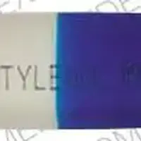 Tylenol pm (Acetaminophen and diphenhydramine [ a-seet-a-min-oh-fen-and-dye-fen-hye-dra-meen ])-TYLENOL PM-acetaminophen 500 mg / diphenhydramine hydrochloride 25 mg-White / Blue-Capsule-shape