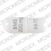 Videx ec (Didanosine [ dye-dan-oh-seen ])-BMS 200 mg 6672-200 MG-White-Capsule-shape