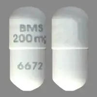 Videx ec (Didanosine [ dye-dan-oh-seen ])-BMS 200 mg 6672-200 MG-White-Capsule-shape