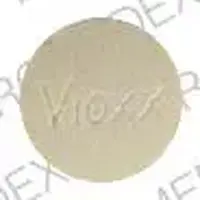 Vioxx (Rofecoxib (oral) [ row-feh-cock-sib ])-Vioxx MRK 74-12.5 mg-White-Round