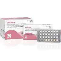 Volnea (Ethinyl estradiol and desogestrel [ eh-thih-nill-ess-tra-dye-ole-and-des-oh-jess-trel ])-SZ D1-desogestrel 0.15 mg / ethinyl estradiol 0.02 mg-White-Round