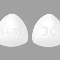 Vyvanse (Lisdexamfetamine [ lis-dex-am-fet-a-meen ])-S489 30-30 mg-White-Three-sided