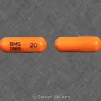 Zerit (Stavudine [ sta-vue-deen ])-20 BMS 1965-20 mg-Orange-Capsule-shape