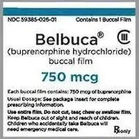 Belbuca (Buprenorphine (oral/buccal) [ bue-pre-nor-feen ])-E7-750 mcg buccal film-Yellow-Four-sided