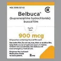 Belbuca (Buprenorphine (oral/buccal) [ bue-pre-nor-feen ])-E9-900 mcg buccal film-Yellow-Four-sided