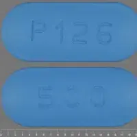 Cefuroxime (oral/injection) (Cefuroxime (oral/injection) [ sef-ue-rox-eem ])-500 P126-500 mg-Blue-Capsule-shape