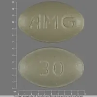 Sensipar (Cinacalcet [ sin-ah-cal-set ])-AMG 30-30 mg-Green-Oval