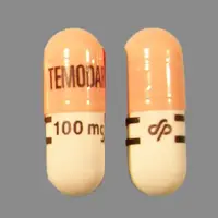 Temodar (Temozolomide)-TEMODAR 100 mg Logo-Temozolomide 100 mg-Pink & White-Capsule-shape