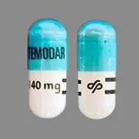 Temodar (Temozolomide)-TEMODAR 140 mg Logo-Temozolomide 140 mg-Blue & White-Capsule-shape