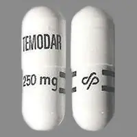 Temodar (Temozolomide)-TEMODAR 250 mg Logo-Temozolomide 250 mg-White-Capsule-shape