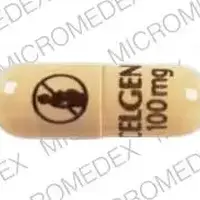 Thalomid (Thalidomide [ tha-lid-oh-mide ])-CELGENE 100 mg DO NOT GET PREGNANT SYMBOL-100 mg-Tan-Capsule-shape