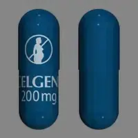 Thalomid (Thalidomide [ tha-lid-oh-mide ])-CELGENE 200 mg DO NOT GET PREGNANT SYMBOL-200 mg-Blue-Capsule-shape