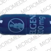 Thalomid (Thalidomide [ tha-lid-oh-mide ])-CELGENE 200 mg DO NOT GET PREGNANT SYMBOL-200 mg-Blue-Capsule-shape