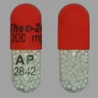 Theo-24 (Theophylline (oral) [ thee-off-i-lin ])-Theo-24 200 mg AP 2842-200 mg-Orange / Clear-Capsule-shape