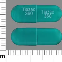 Tiazac (Diltiazem [ dil-tye-a-zem ])-Tiazac 360 Tiazac 360-360 mg-Blue-Capsule-shape