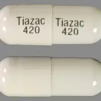 Tiazac (Diltiazem [ dil-tye-a-zem ])-Tiazac 420 Tiazac 420-420 mg-White-Capsule-shape