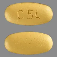 Tribenzor (Amlodipine, hydrochlorothiazide, and olmesartan [ am-loe-di-peen, hye-droe-klor-oh-thye-a-zide, and-ol-me-sar-tan ])-C54-5 mg / 25 mg / 40 mg-Yellow-Oval