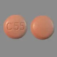 Tribenzor (Amlodipine, hydrochlorothiazide, and olmesartan [ am-loe-di-peen, hye-droe-klor-oh-thye-a-zide, and-ol-me-sar-tan ])-C55-10 mg / 12.5 mg / 40 mg-Red-Round