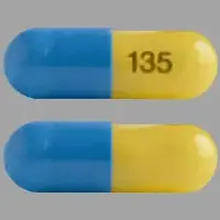 Trilipix (Fenofibric acid [ fen-oh-fye-brik-as-id ])-135-135 mg-Blue / Yellow-Capsule-shape