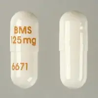 Videx ec (Didanosine [ dye-dan-oh-seen ])-BMS 125mg 6671-125 mg-White-Capsule-shape