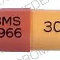 Zerit (Stavudine [ sta-vue-deen ])-30 BMS 1966-30 mg-Orange / Yellow-Capsule-shape