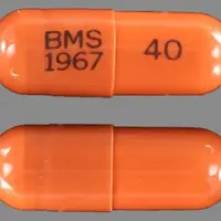 Zerit (Stavudine [ sta-vue-deen ])-40 BMS 1967-40 mg-Orange-Capsule-shape