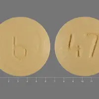 Ziac (Hydrochlorothiazide and bisoprolol [ hye-droe-klor-oh-thye-a-zide-and-bi-soe-proe-lol ])-b 47-2.5 mg / 6.25 mg-Yellow-Round