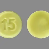 Zyprexa zydis (Olanzapine (oral) [ oh-lanz-a-peen ])-15-15 mg-Yellow-Round