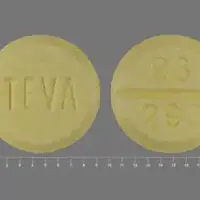 Levodopa/carbidopa (monograph) (Medically reviewed)-TEVA 93 293-25 mg / 100 mg-Yellow-Round