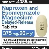 Esomeprazole and naproxen (Esomeprazole and naproxen [ ee-soe-mep-ra-zole-and-na-prox-en ])-NE1-20 mg / 375 mg-Yellow-Oval