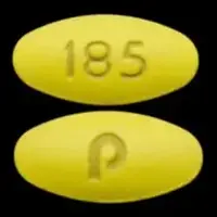 Amlodipine, hydrochlorothiazide, and valsartan (Amlodipine, hydrochlorothiazide, and valsartan [ am-loe-di-peen, hye-droe-klor-oh-thye-a-zide, val-sar-tan ])-P 185-10 mg / 25 mg / 160 mg-Yellow-Oval