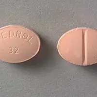 Medrol (Methylprednisolone (oral) [ meth-il-pred-nis-oh-lone ])-MEDROL 32-32 mg-Peach-Oval