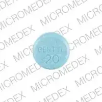 Bentyl (Dicyclomine (oral/injection) [ dye-sye-kloe-meen ])-BENTYL 20-20 mg-Blue-Round