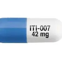 Caplyta (Lumateperone [ loo-ma-te-per-one ])-ITI-007 42 mg-42 mg-Blue & White-Capsule-shape