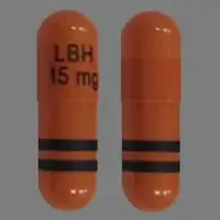 Farydak (Panobinostat [ pan-oh-bin-oh-stat ])-LBH 15 mg-15 mg-Orange-Capsule-shape