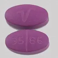 Ibudone (Hydrocodone and ibuprofen [ hye-dro-koe-done-and-eye-bue-pro-fen ])-3586 V-10 mg / 200 mg-Purple-Oval