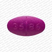 Ibudone (Hydrocodone and ibuprofen [ hye-dro-koe-done-and-eye-bue-pro-fen ])-3586 V-10 mg / 200 mg-Purple-Oval