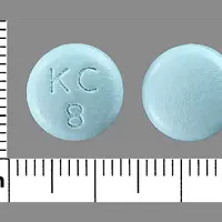 Klor-con (Potassium chloride [ poe-tass-ee-um ])-KC 8-8 mEq-Blue-Round