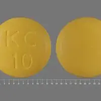 Klor-con (Potassium chloride [ poe-tass-ee-um ])-KC 10-10 mEq-Yellow-Round