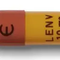 Lenvima (Lenvatinib [ len-va-ti-nib ])-E LENV 10 mg-10 mg-Red & Yellow-Capsule-shape